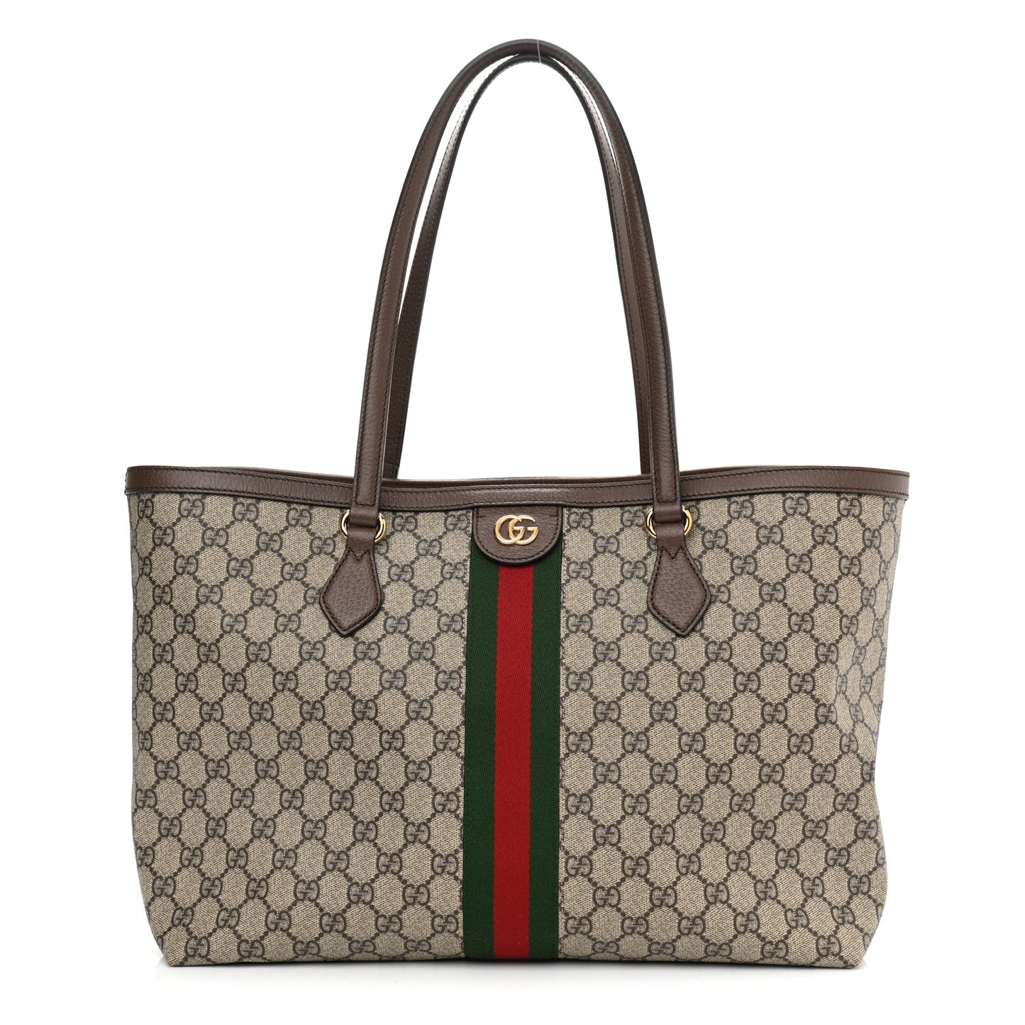 GG Supreme Monogram Medium Ophidia Shopping Tote Brown