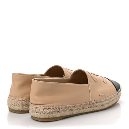 Chanel Lambskin CC Espadrilles 37 Beige Black 4 of 9