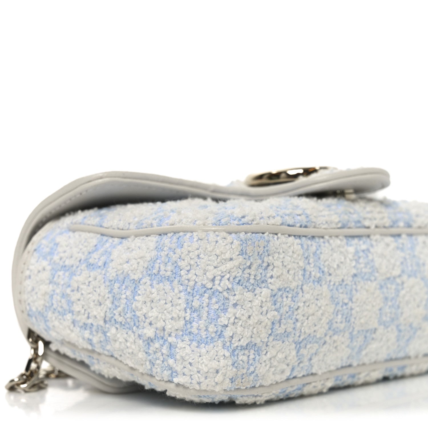 Gucci Sponge Boucle Matelasse Mini GG Marmont Shoulder Bag White Light Blue Grey 9 of 10