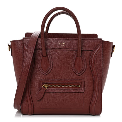 Celine Drummed Calfskin Nano Luggage Grenat 1 of 11