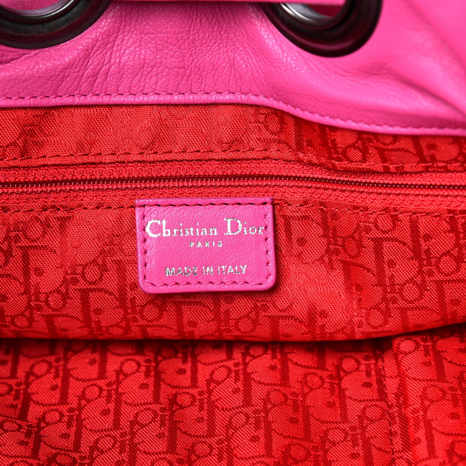 Christian Dior Satin Cannage Drawstring Bag Pink 6 of 10