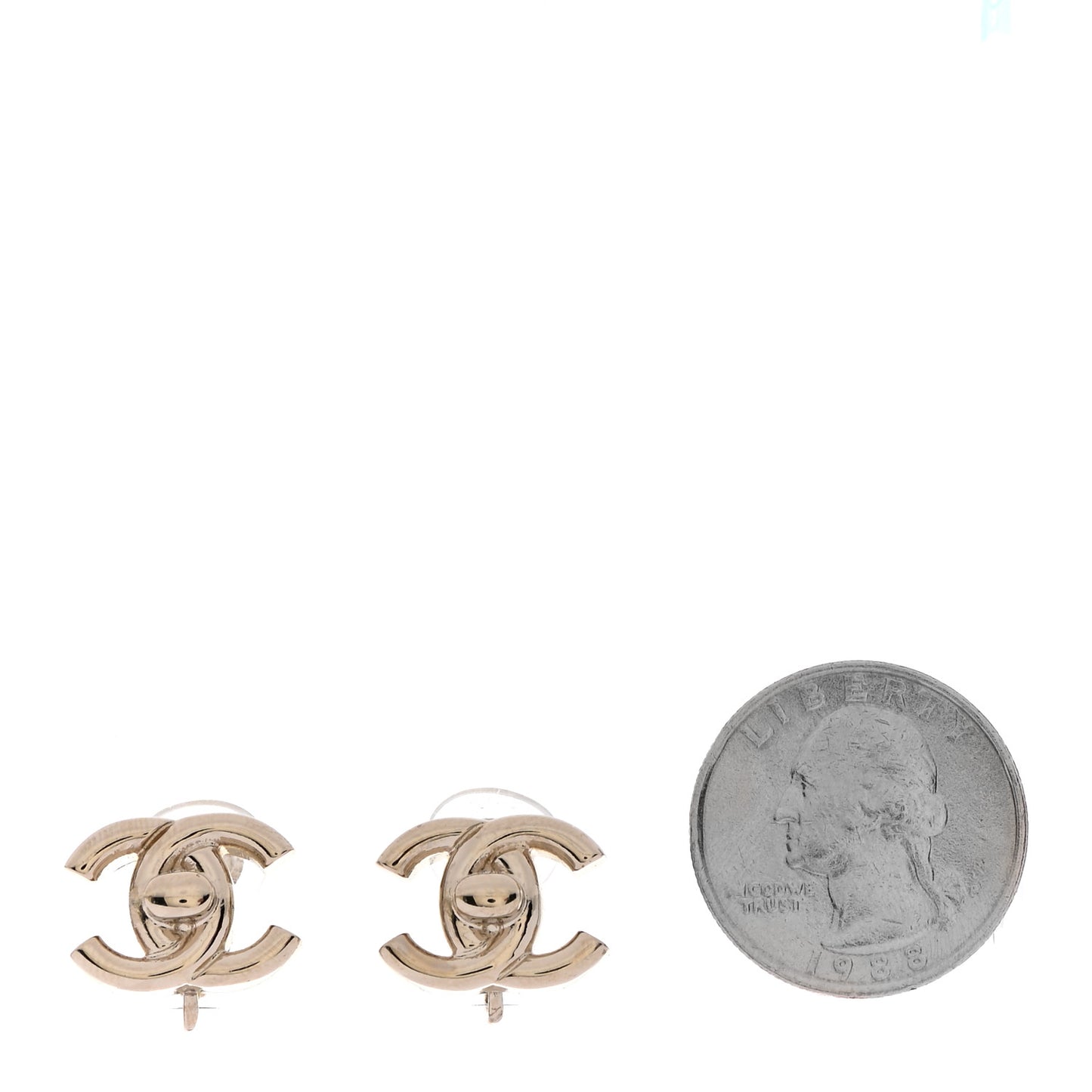 Metal CC Turnlock Clip On Earrings Gold