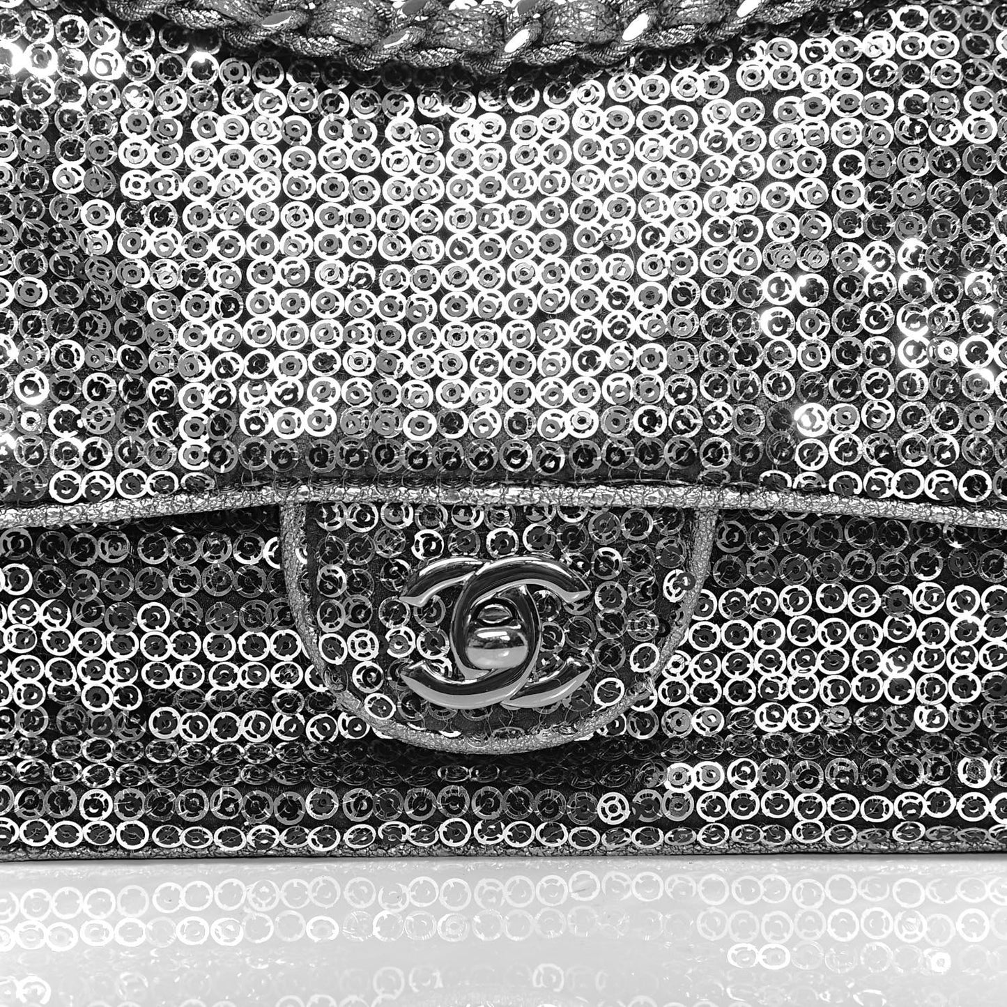Sequin East West Flap Dark Silver