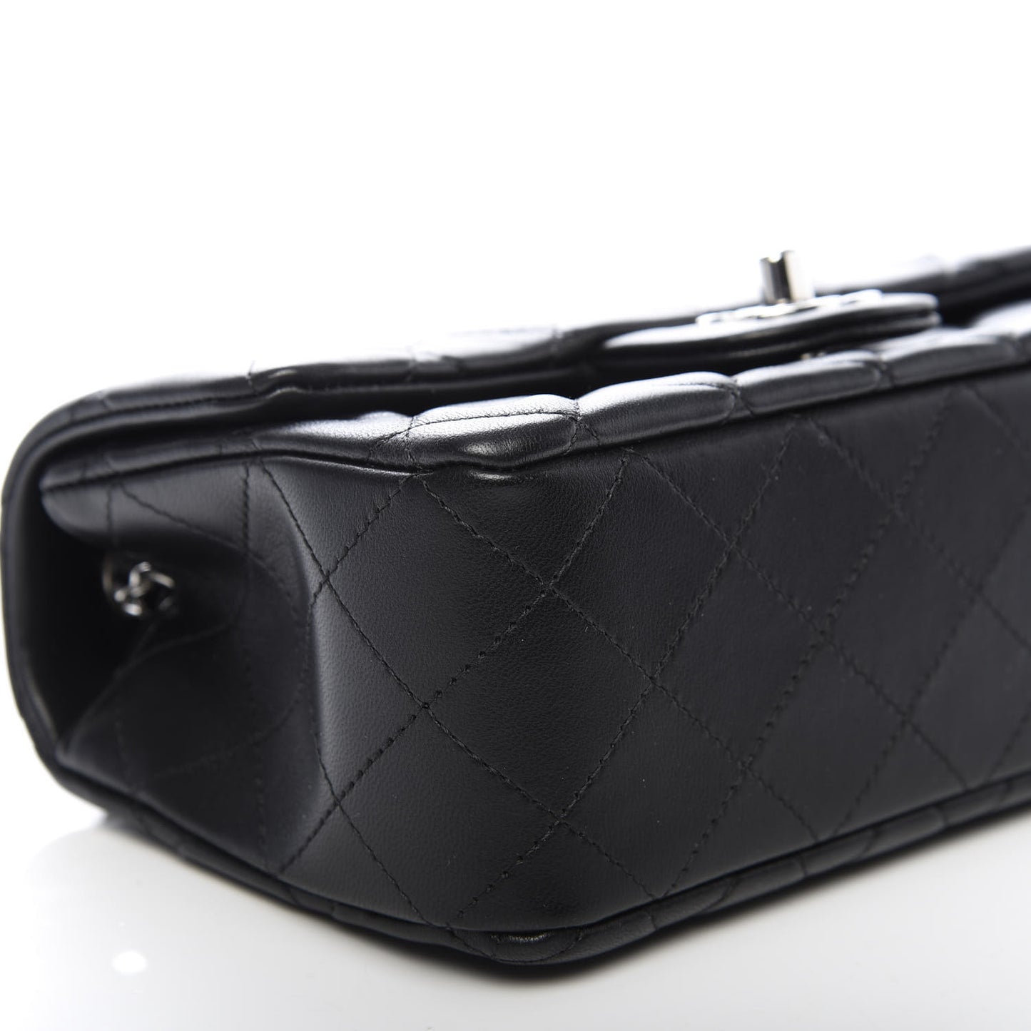 Lambskin Quilted Mini Rectangular Flap Black