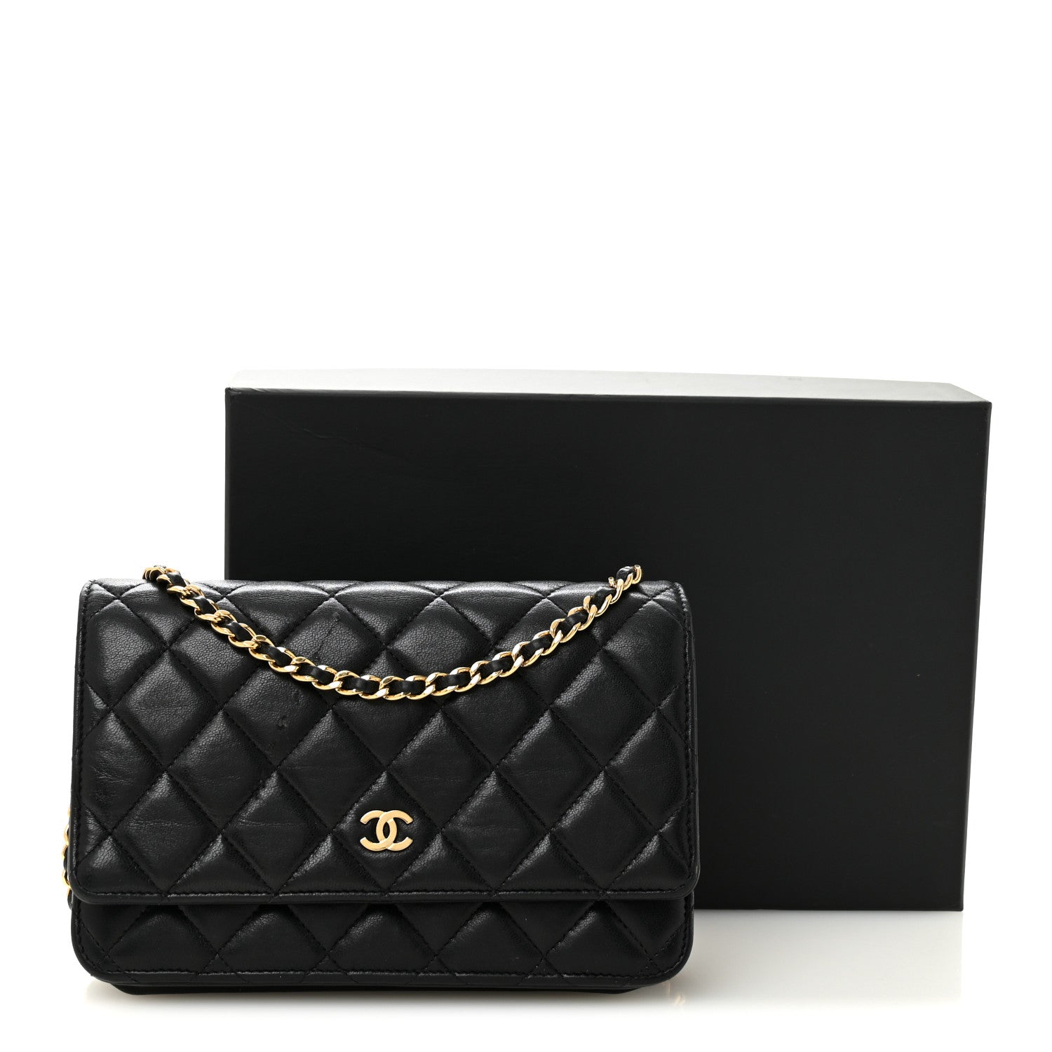 Chanel Lambskin Quilted Wallet On Chain WOC Black 13 of 13
