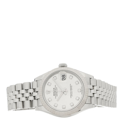 Rolex Stainless Steel 18K White Gold Diamond 31mm Oyster Perpetual Datejust Watch Silver 278274 2 of 5