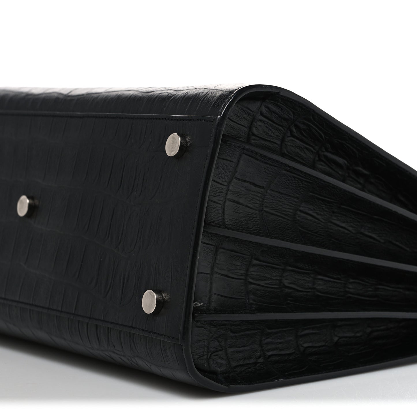 Calfskin Crocodile Embossed Small Sac de Jour Black