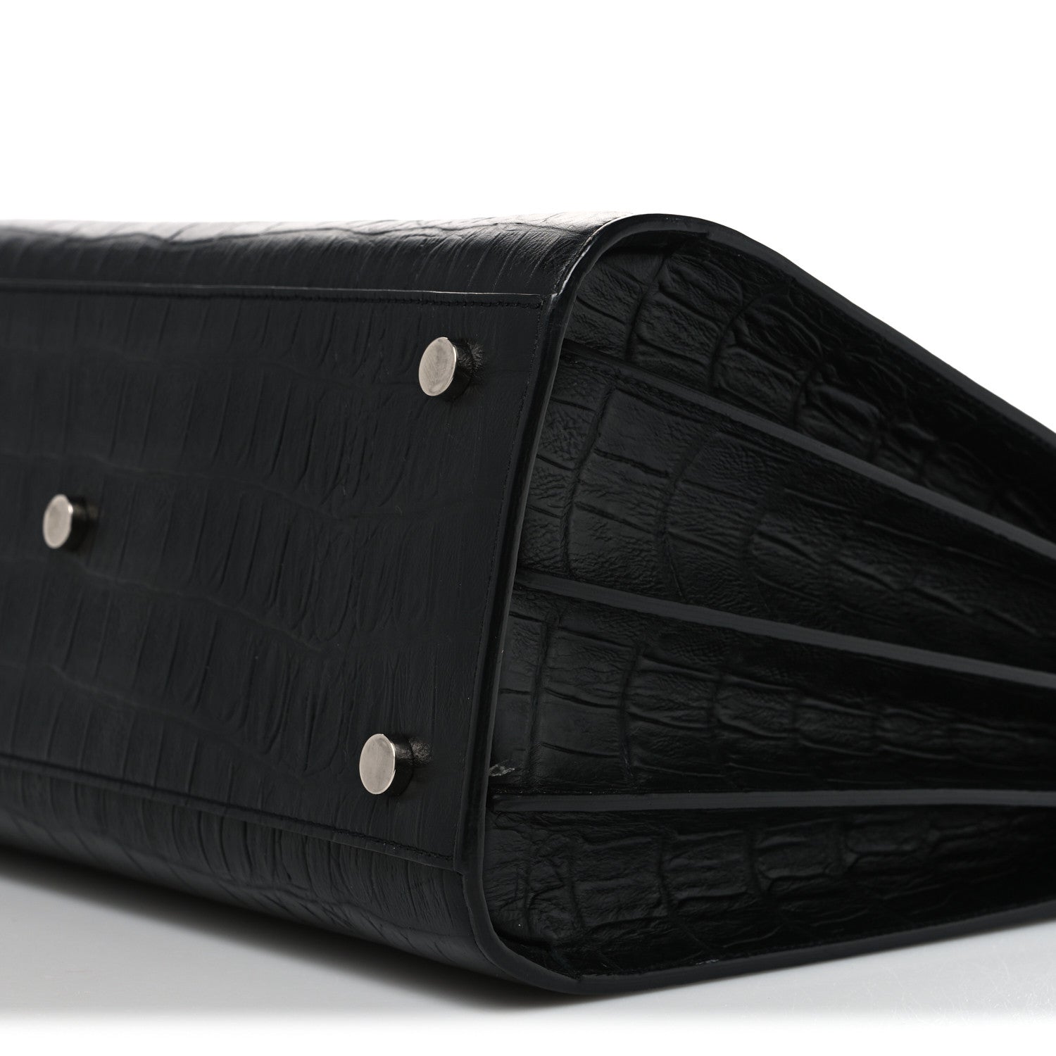 Saint Laurent Calfskin Crocodile Embossed Small Sac de Jour Black 10 of 10