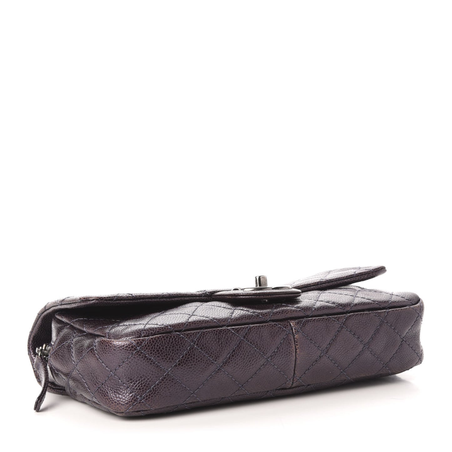 Iridescent Caviar Quilted Small Chic Flap Dark Purple