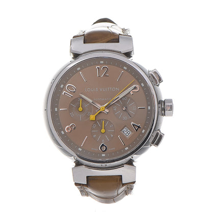 Louis Vuitton Stainless Steel Alligator 41mm Tambour Chronograph Automatic Watch Champagne 1 of 10