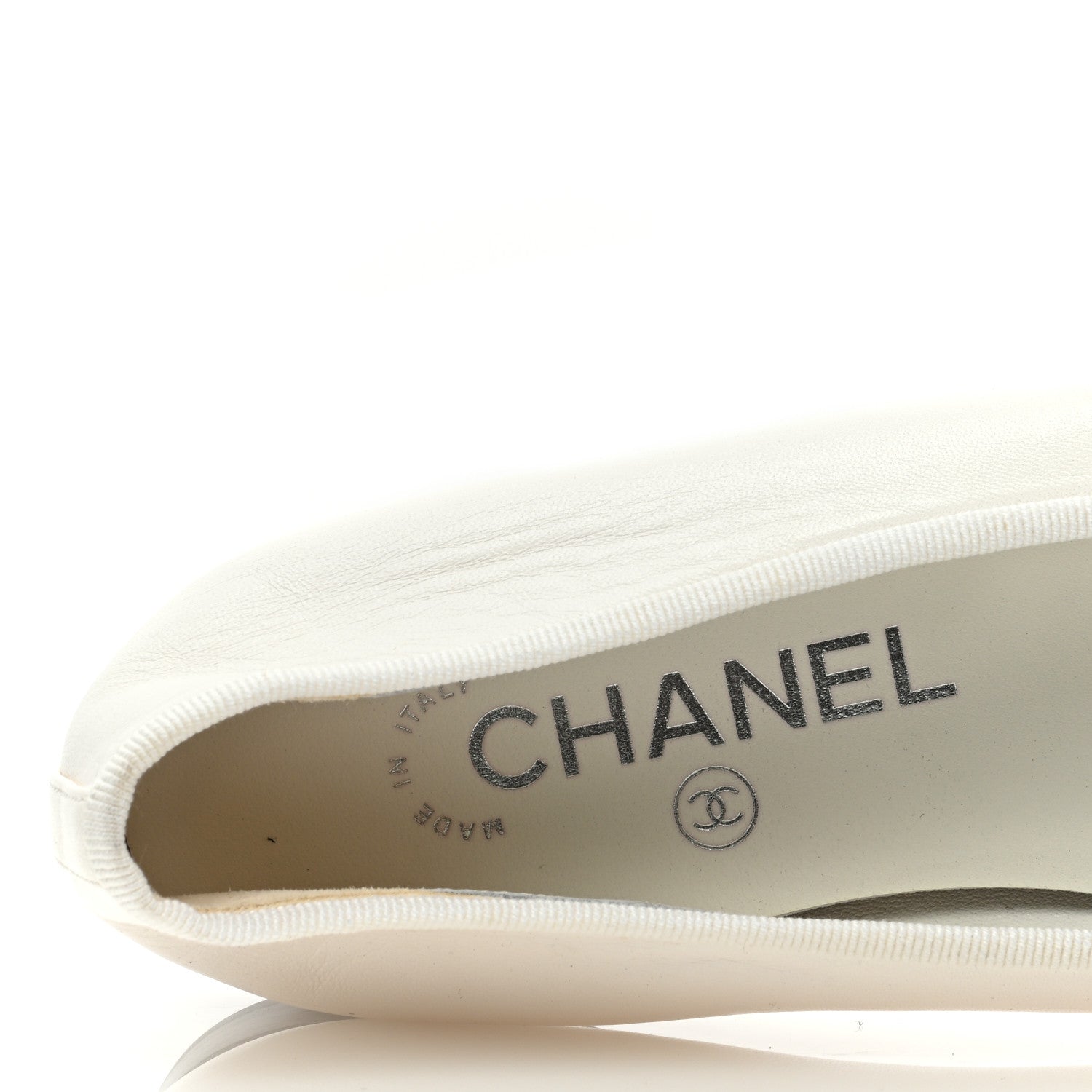 Chanel Lambskin Cap Toe CC Ballerina Flats 36.5 White Black 8 of 8