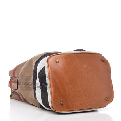Burberry Canvas Mega Check Medium Ashby Hobo Saddle Brown 4 of 10