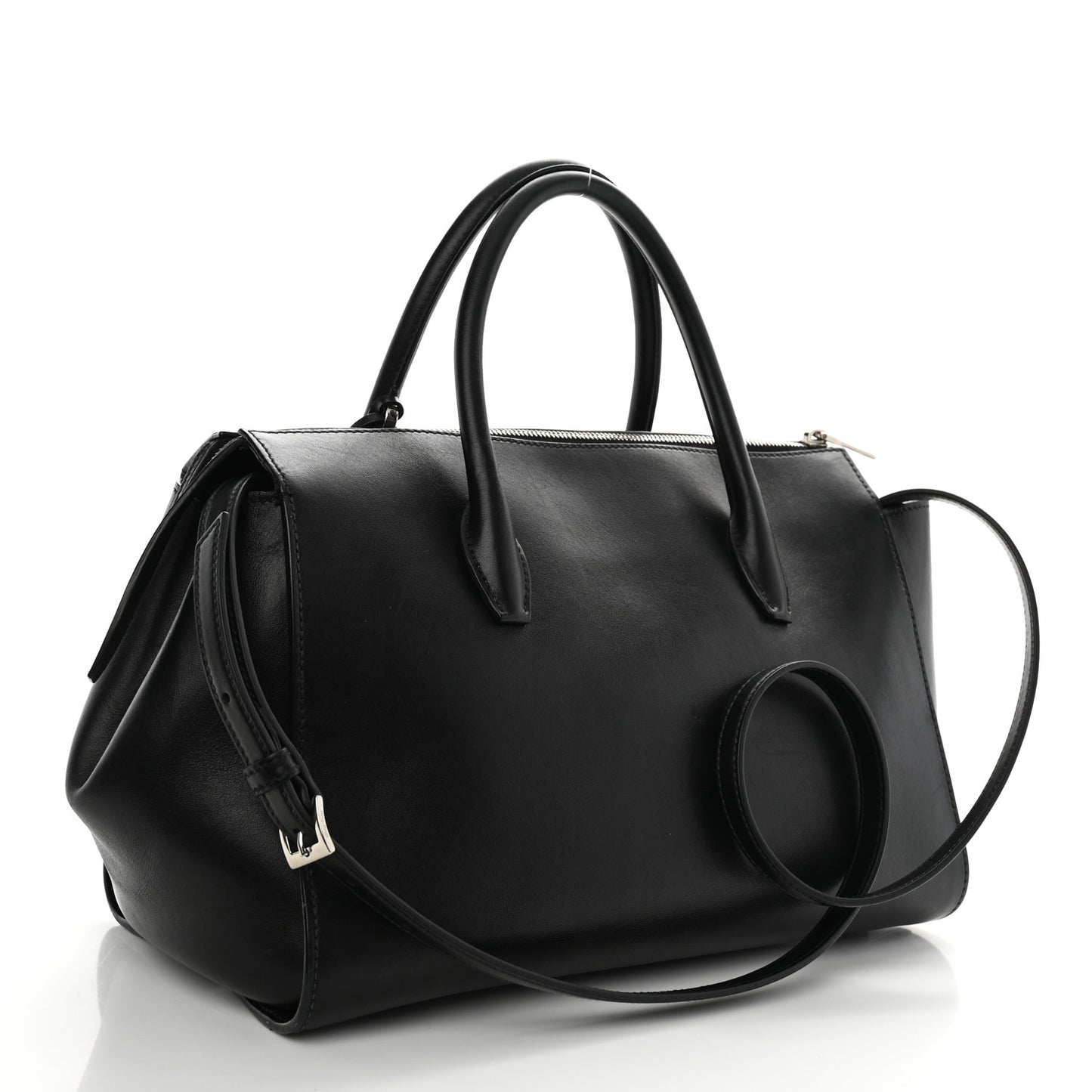 Soft Calfskin Top Handle Satchel Black