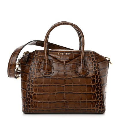 Givenchy Calfskin Crocodile Embossed Small Antigona Brown 1 of 12