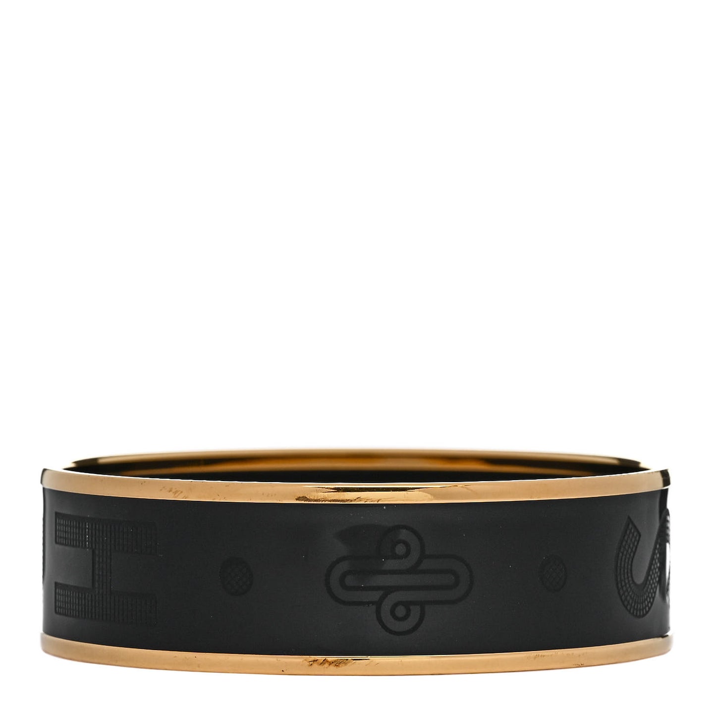 Enamel Wide Printed Sellier Bracelet 65 Black