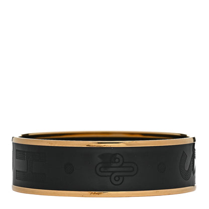 Hermes Enamel Wide Printed Sellier Bracelet 65 Black 3 of 6