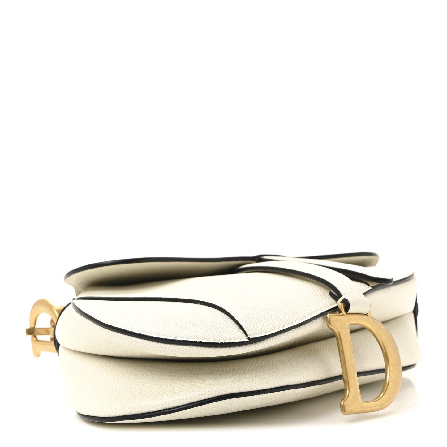 Grained Calfskin Saddle Bag White