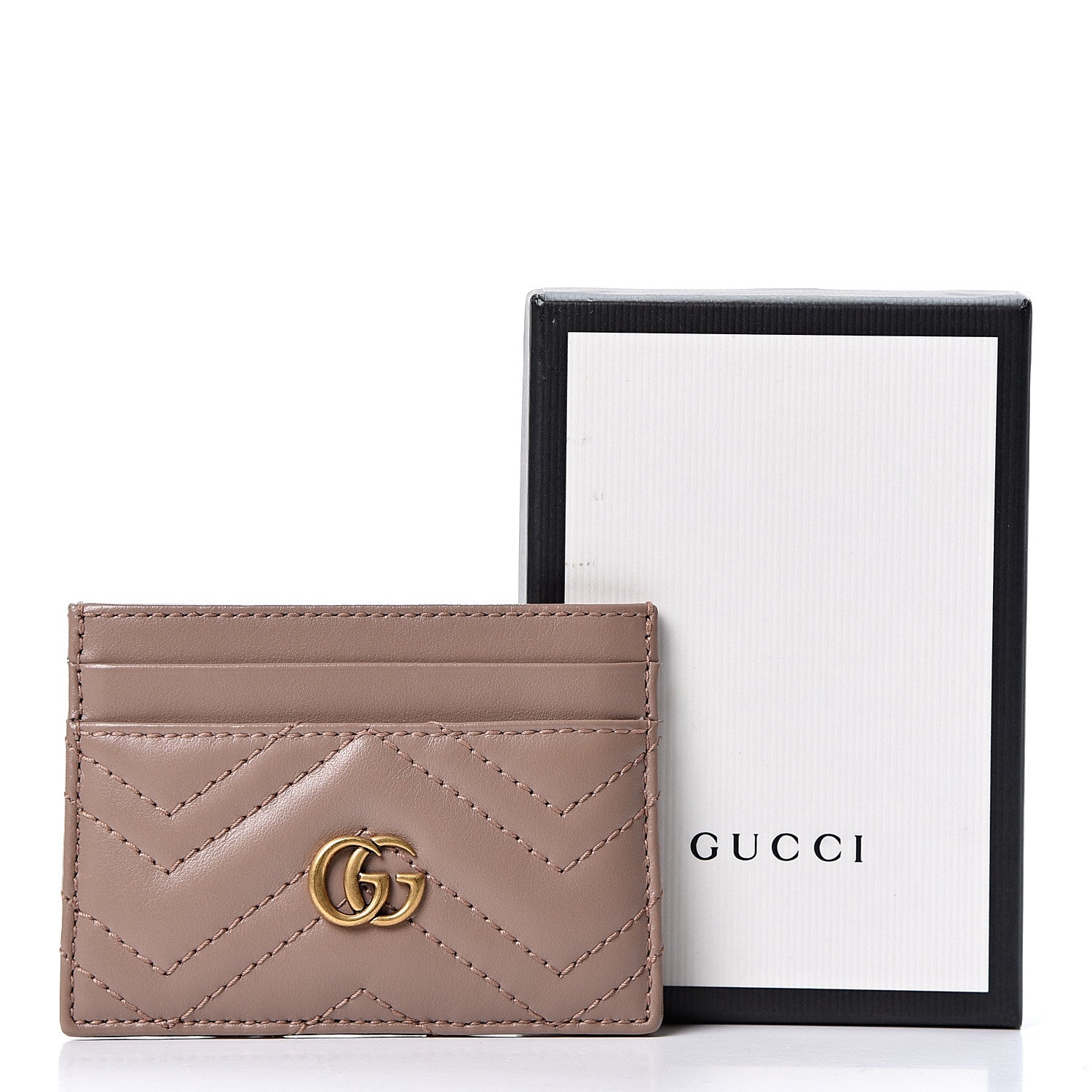 Gucci Calfskin Matelasse GG Marmont Card Holder Porcelain Rose 8 of 8