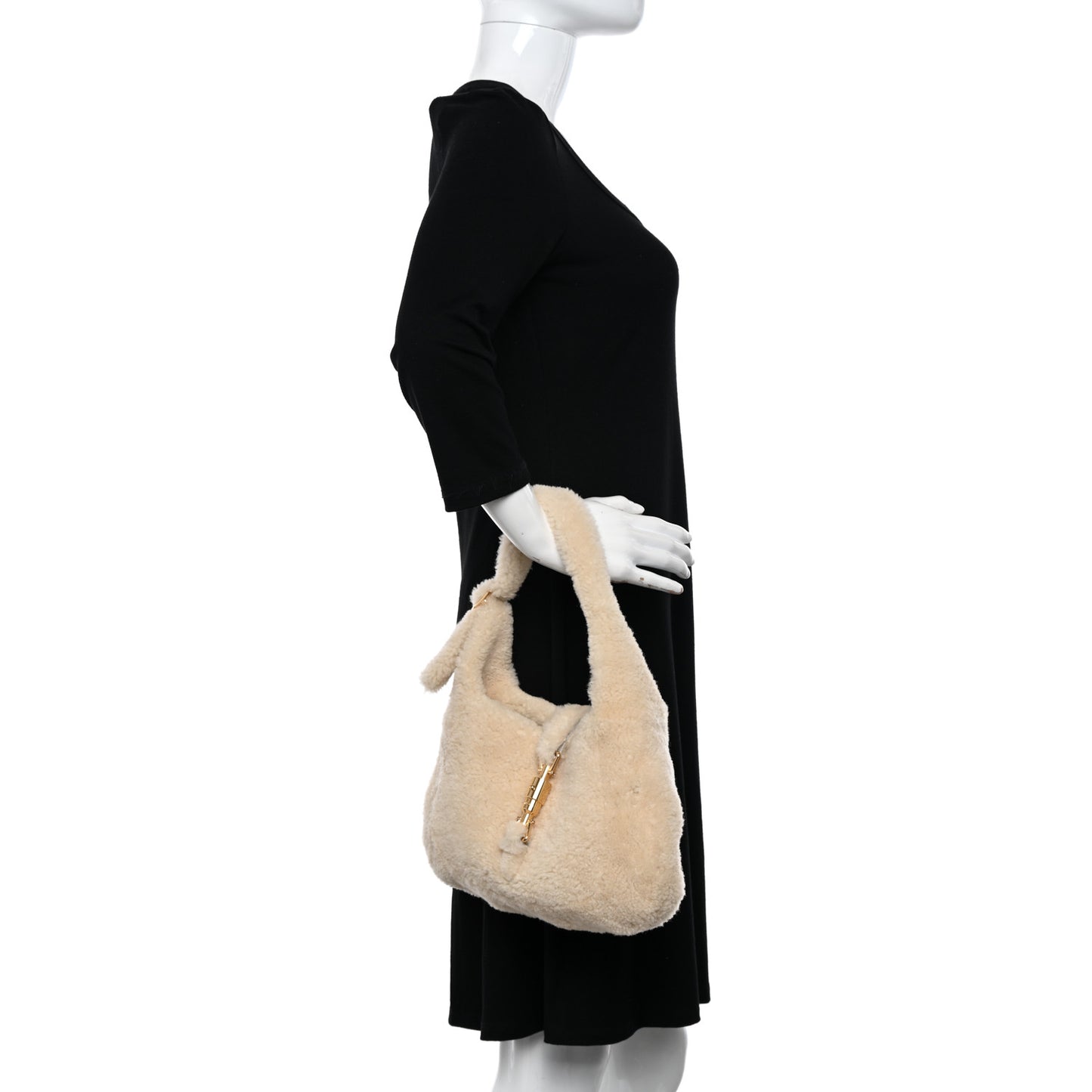 Shearling Small Jackie 1961 Shoulder Bag Ivory