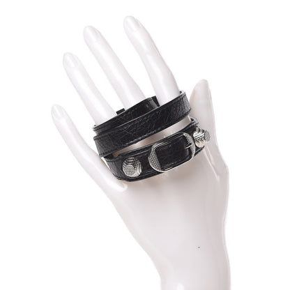 Balenciaga Agneau Giant 12 Silver Hardware Triple Tour Bracelet S Black 2 of 6