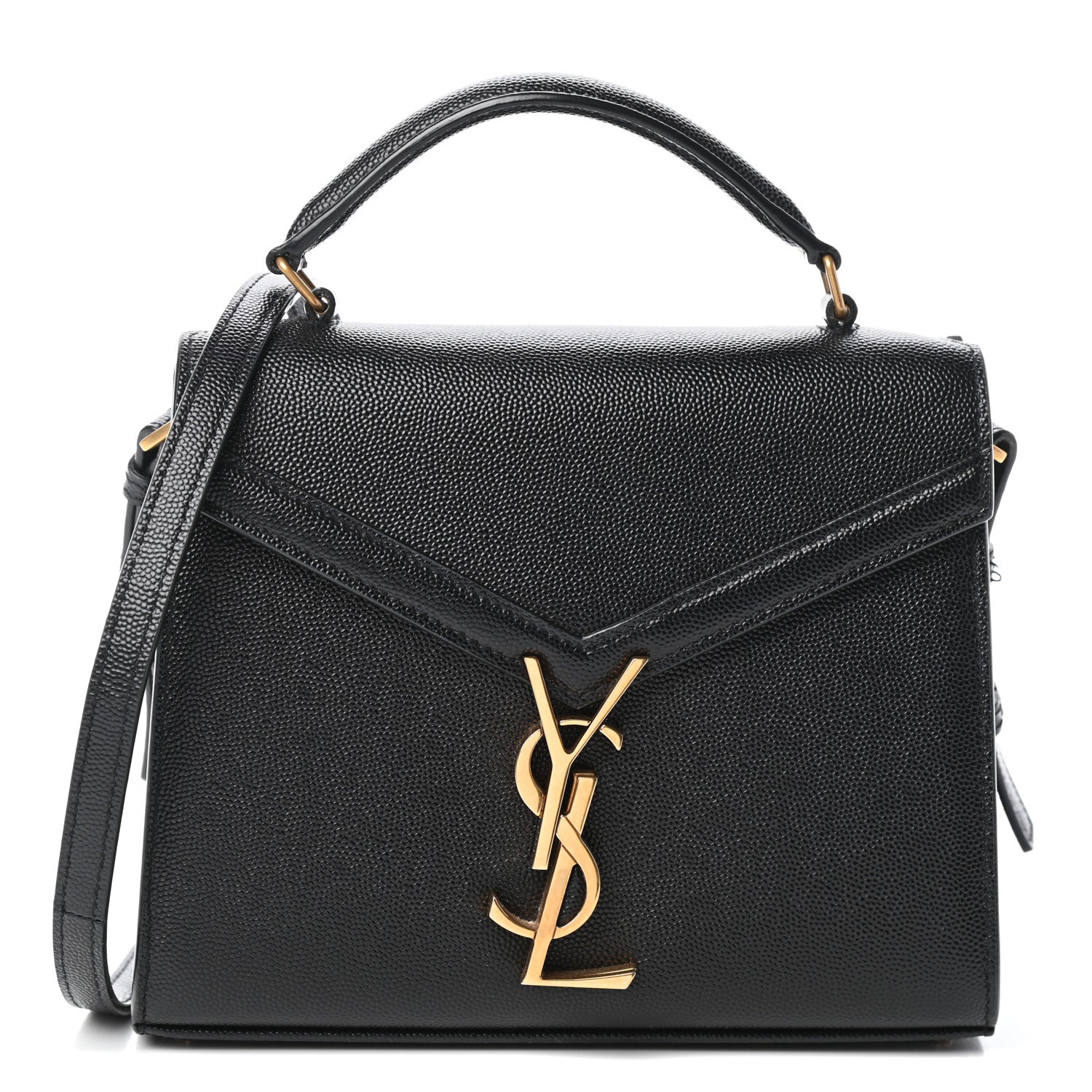 Saint Laurent Grain de Poudre Mini Classic Monogram Cassandra Top Handle Black Rouge Legion 1 of 8
