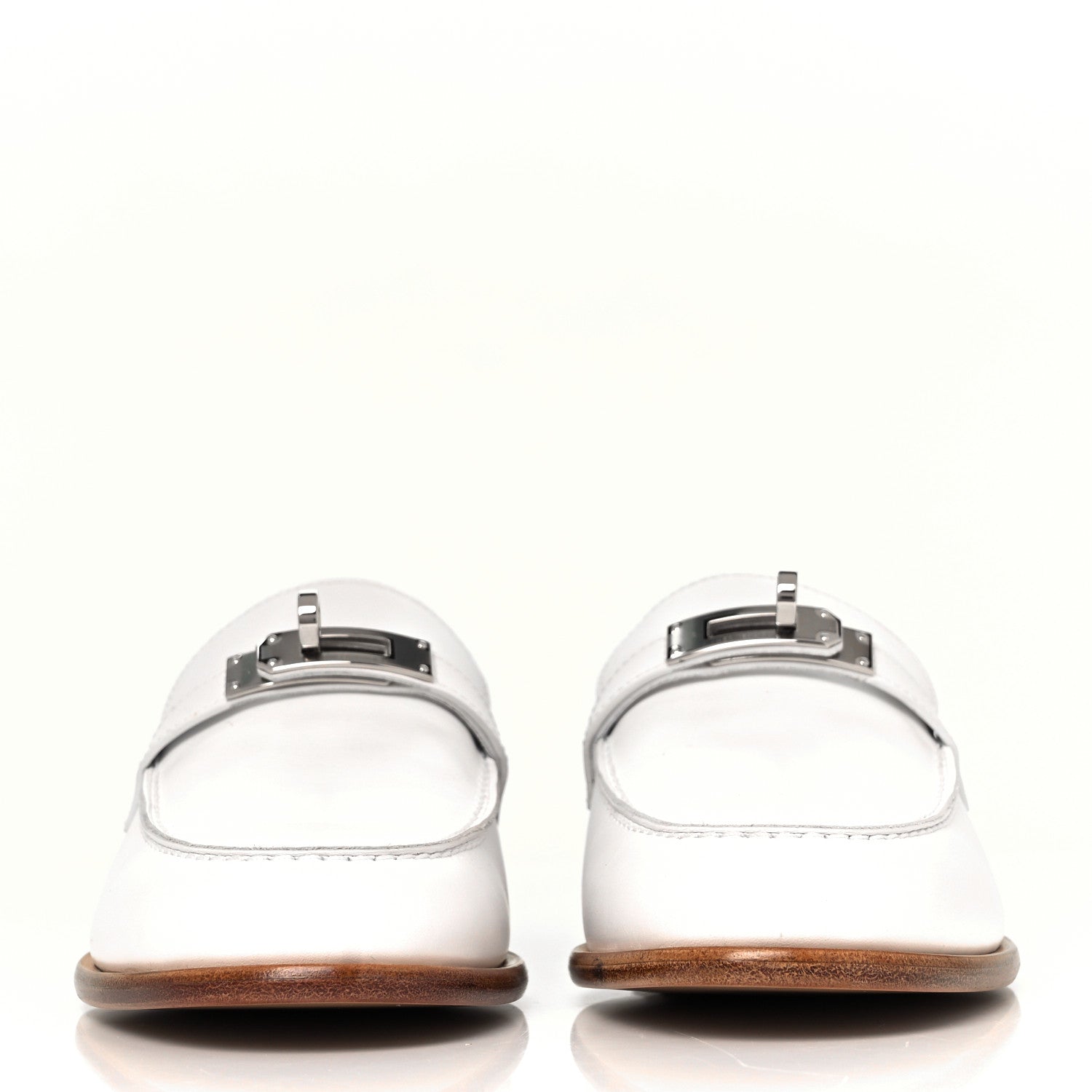 Hermes Calfskin Womens Destin Loafer 37 White 2 of 9