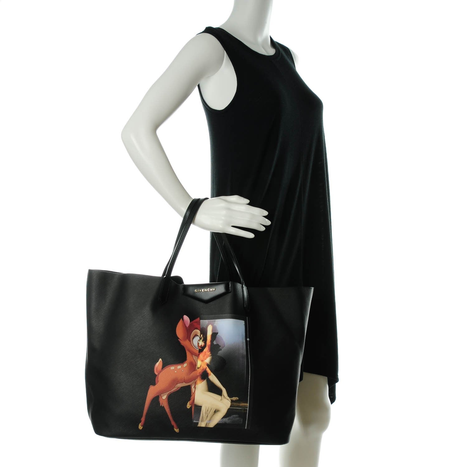 Givenchy Textured Coated Canvas Bambi Print Large Antigona Tote Black 2 of 9