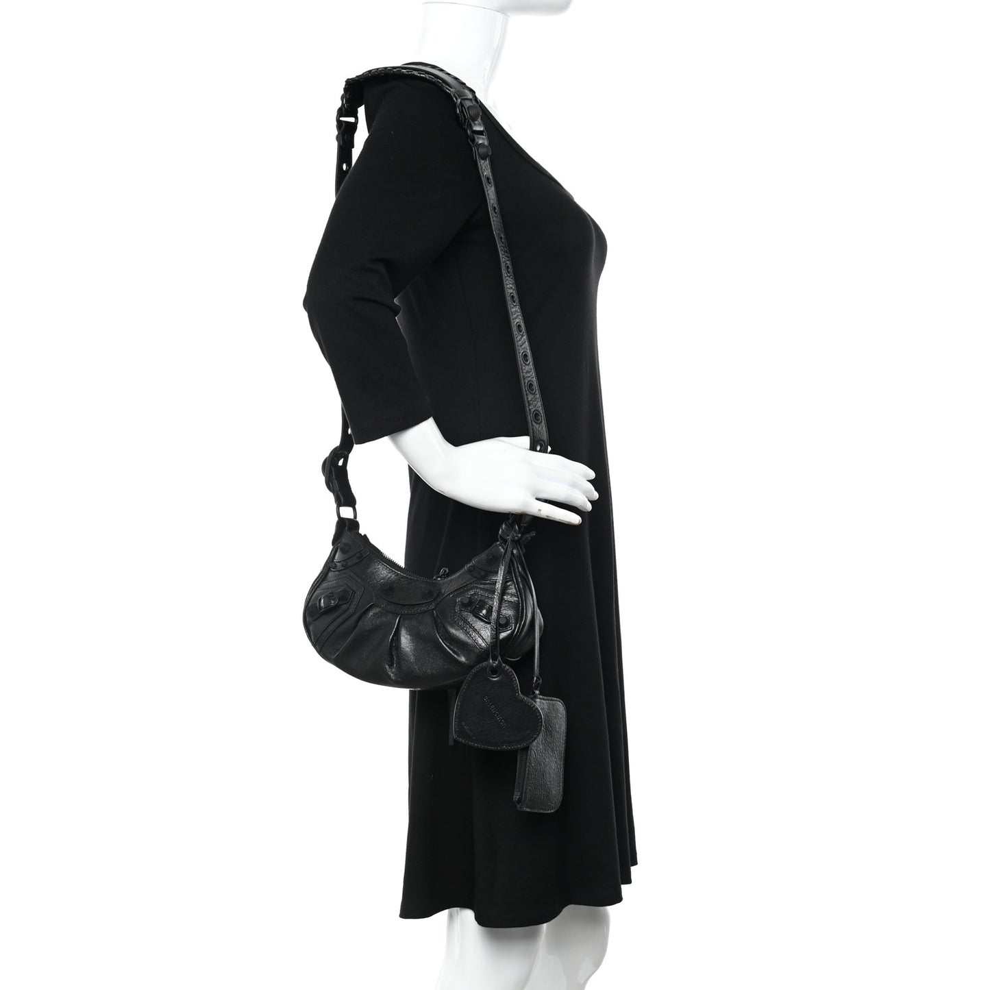 Agneau Arena Monochrome Le Cagole Shoulder Bag XS Black