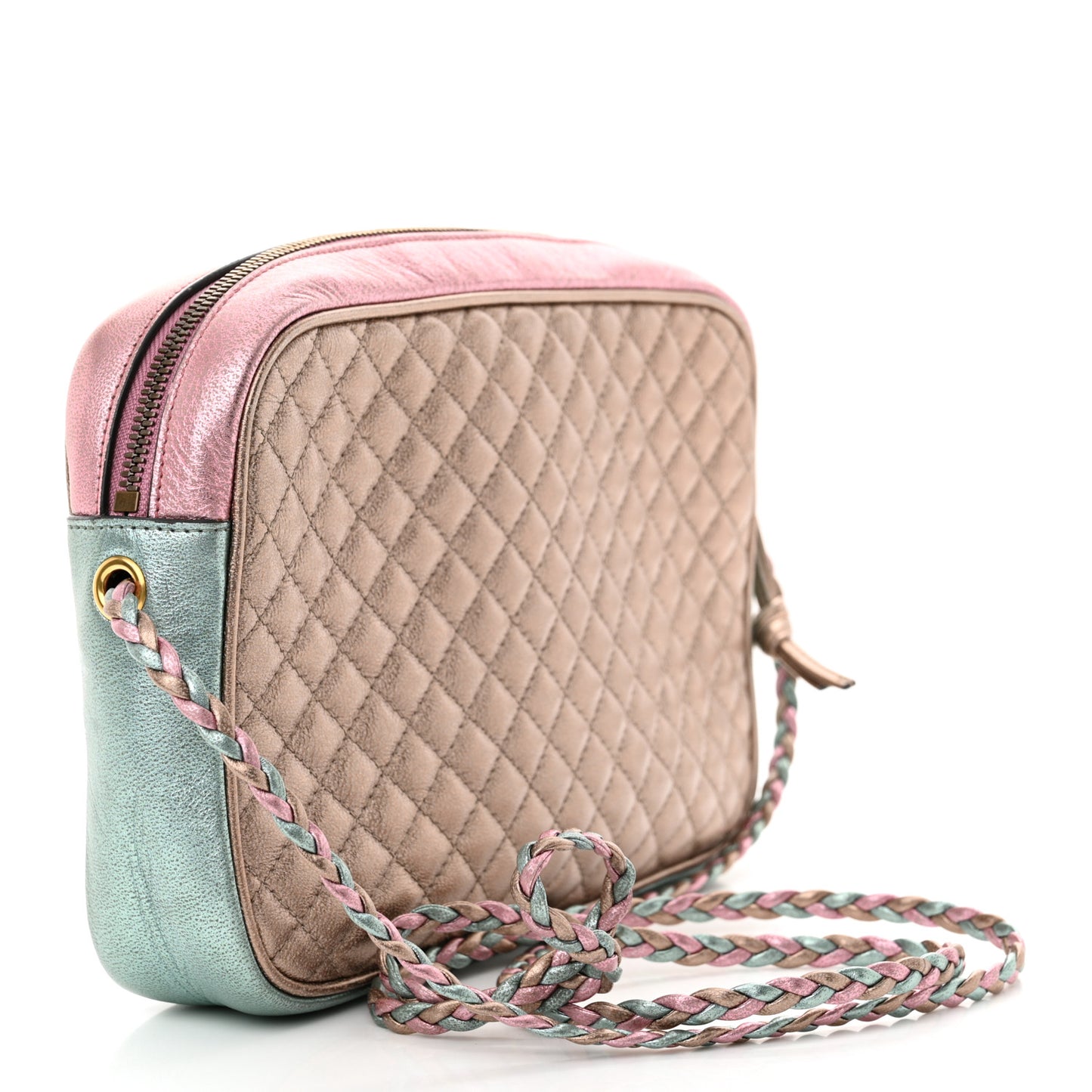 Laminated Nappa Trapuntata Small Zumi Shoulder Bag Rosa