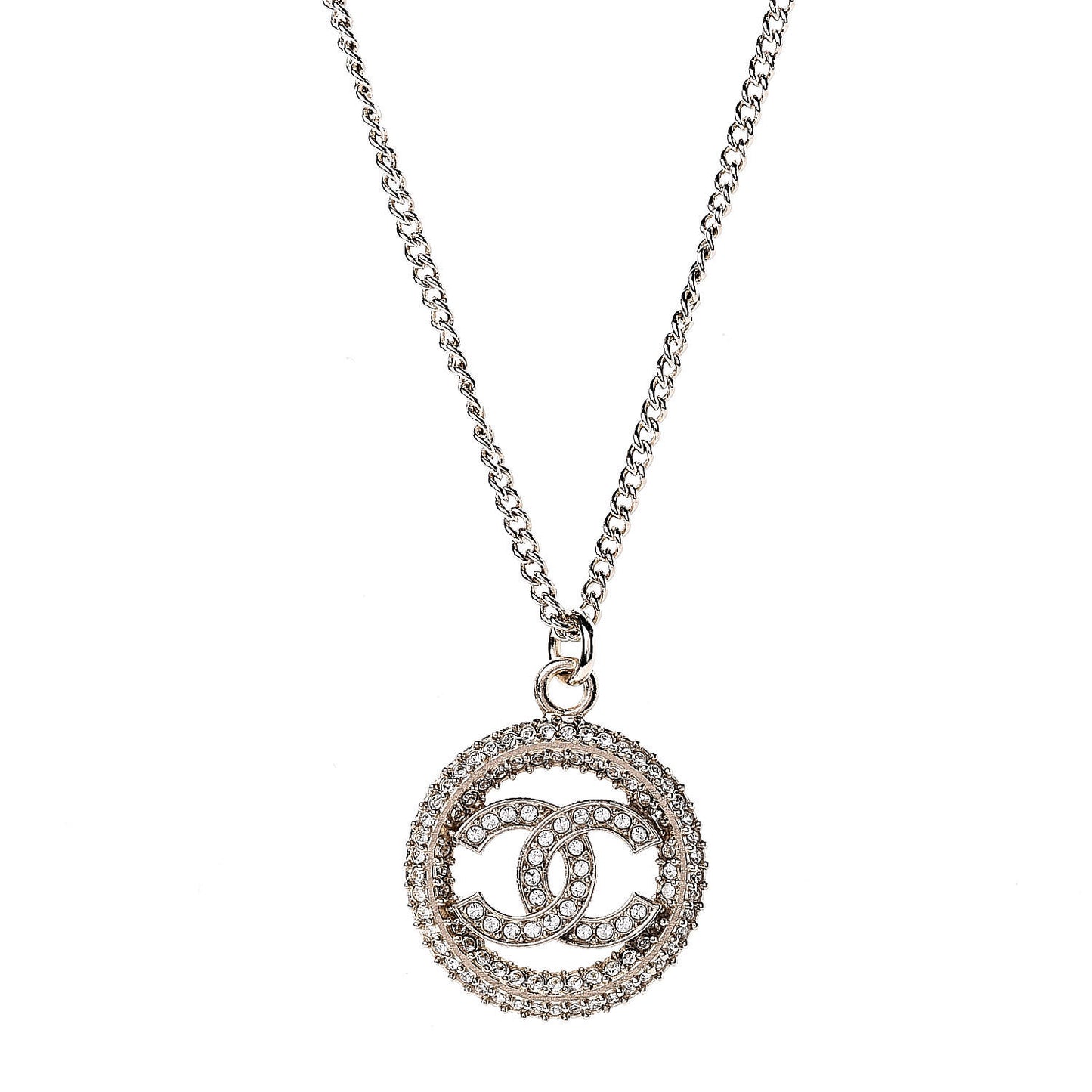 Crystal CC Medallion Pendant Necklace Gold