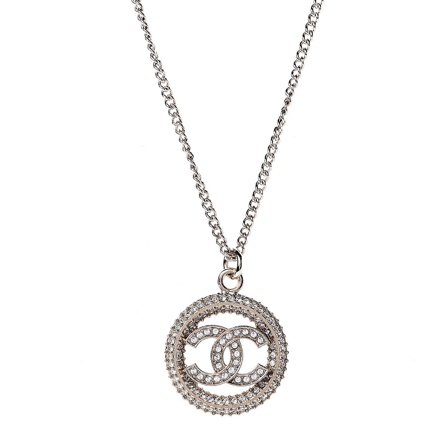 Chanel Crystal CC Medallion Pendant Necklace Gold 4 of 6