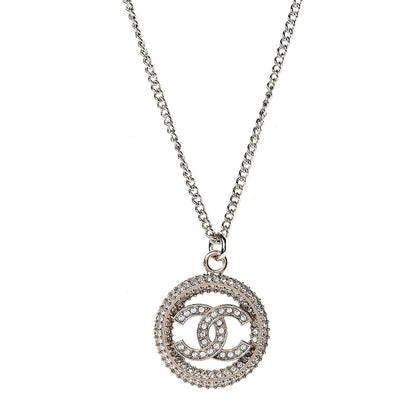 Chanel Crystal CC Medallion Pendant Necklace Gold 4 of 6