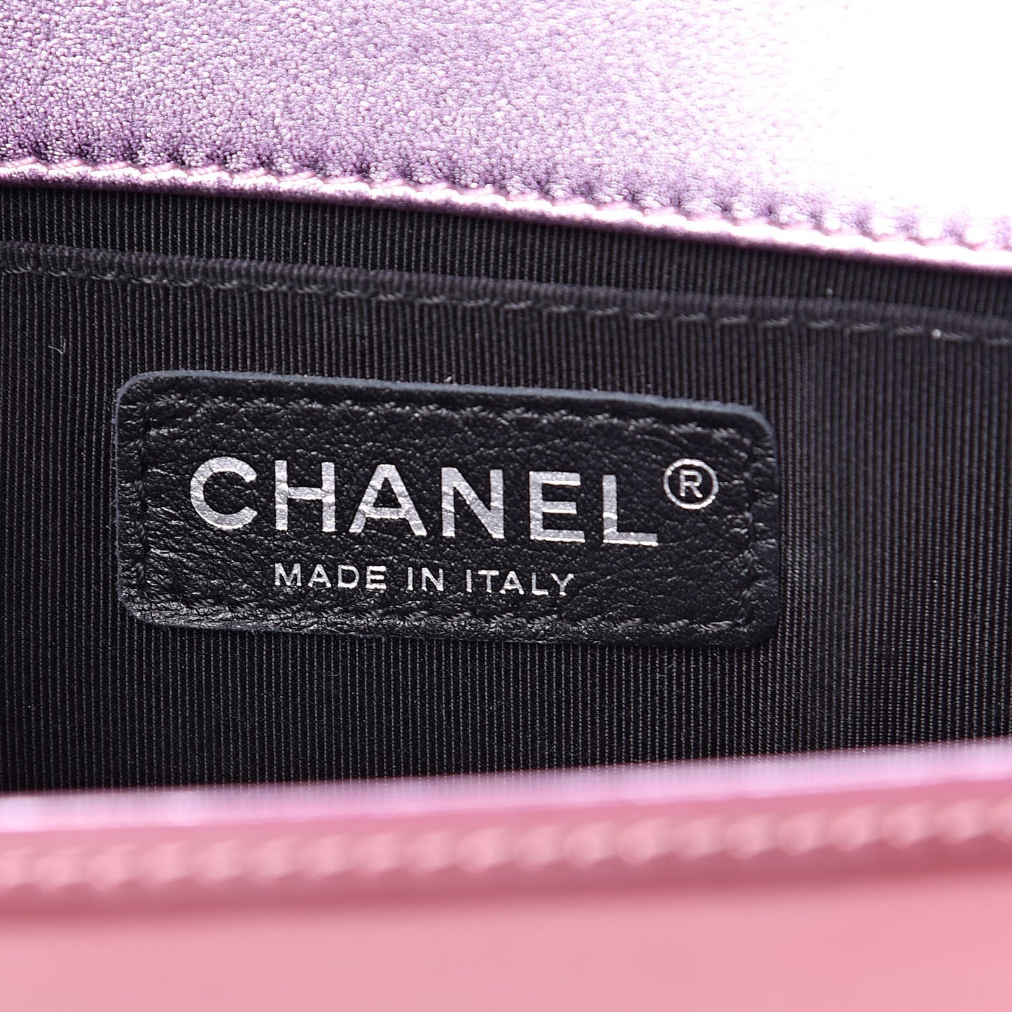 Metallic Patent Calfskin Quilted Small Boy Flap Pink