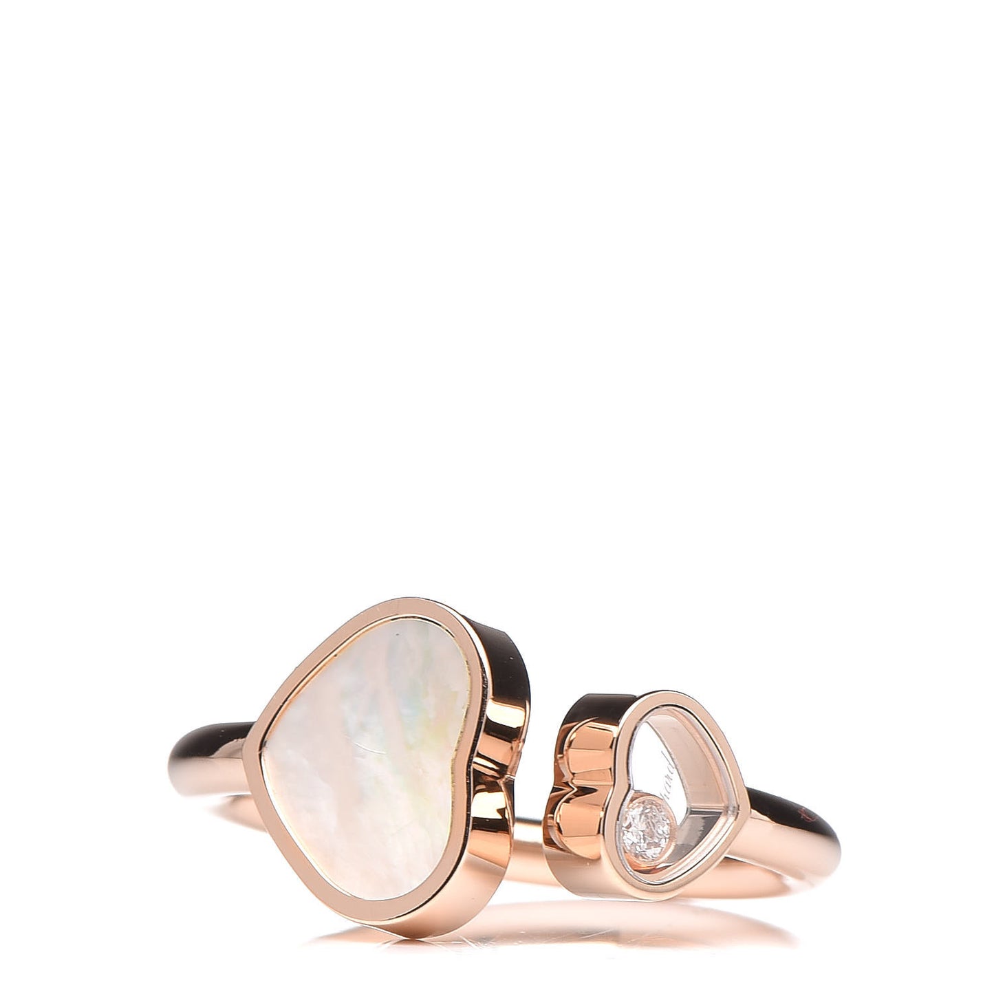 18K Rose Gold Diamond Mother of Pearl Happy Hearts Ring 54 7