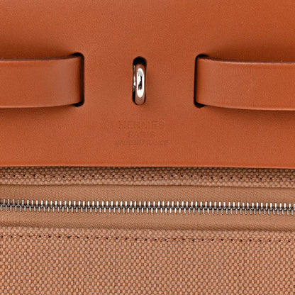 Hermes Military Toile Vache Hunter Herbag Zip Retourne 31 PM Chai Fauve 7 of 11