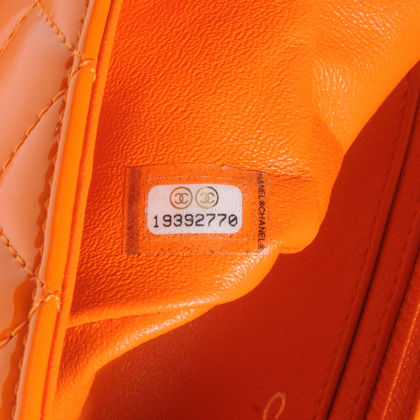 Patent Quilted Mini Flap Orange