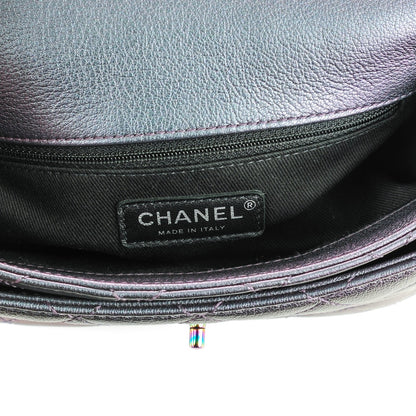 Chanel Iridescent Goatskin Quilted Small Double Carry Waist Chain Flap Purple 6 of 8