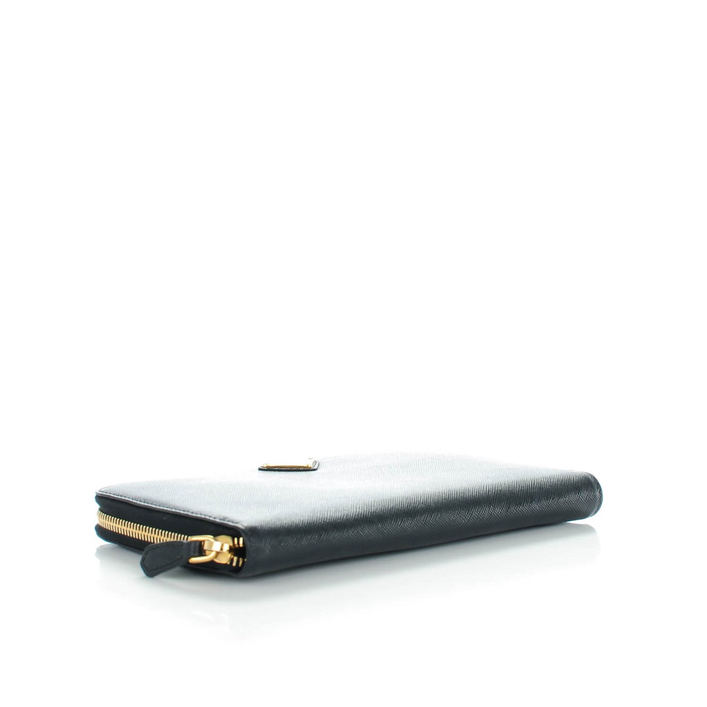 Saffiano Triangle Large Zip Around Travel Wallet Nero Black
