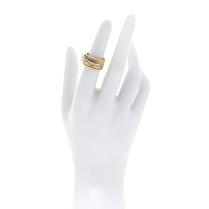 David Yurman 18K Yellow White Gold Diamond 11mm Wide Crossover Ring 52 6 2 of 4
