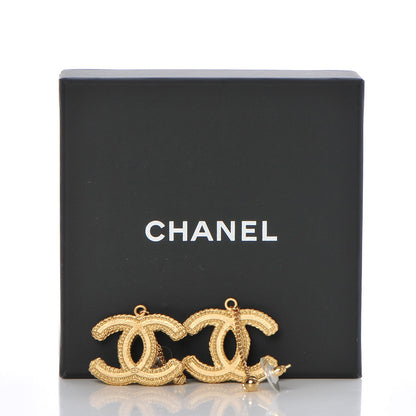 Chanel CC Drop Earrings Matte Gold 6 of 6