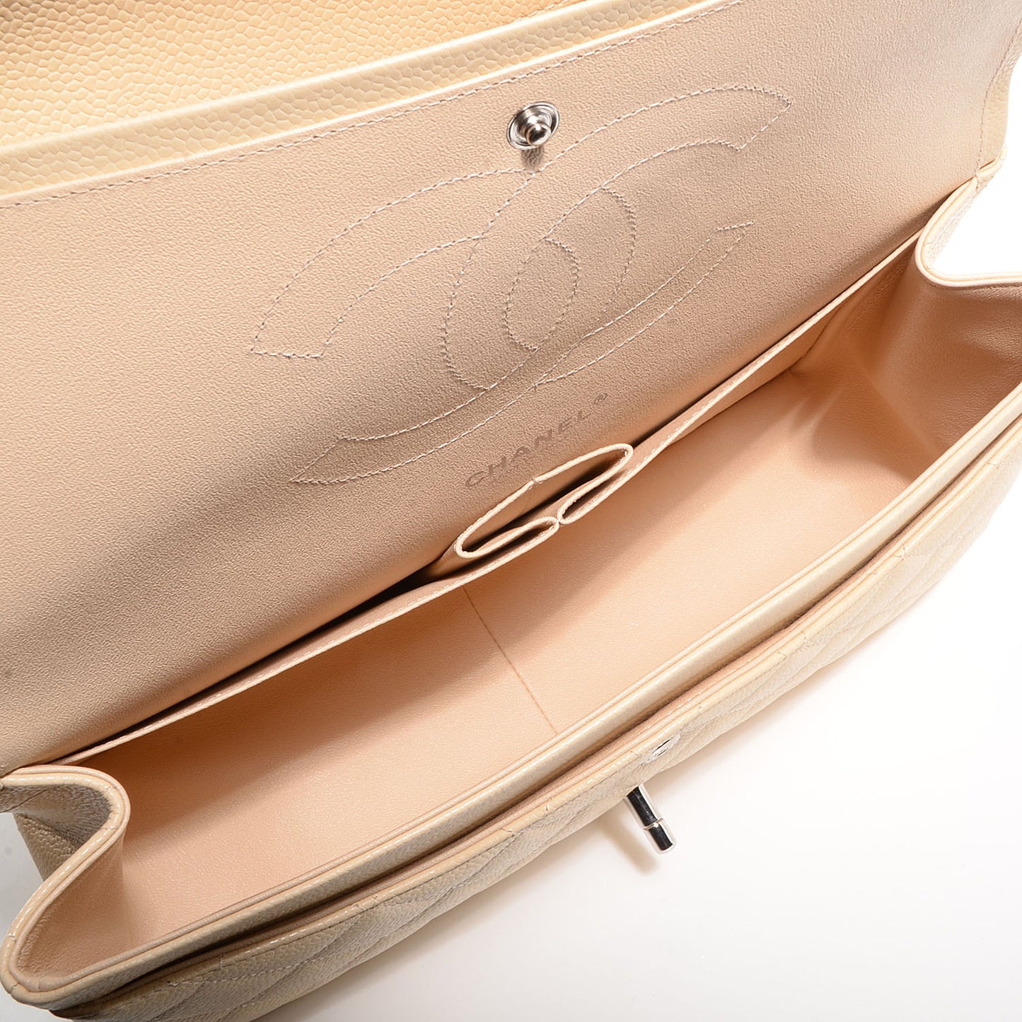 Caviar Jumbo Double Flap Beige Clair