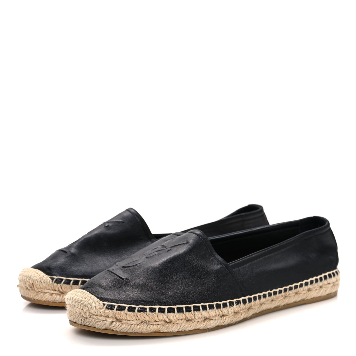 Saint Laurent Lambskin Monogram Espadrilles 39 Black 4 of 11