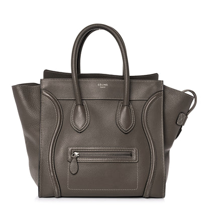Celine Drummed Calfskin Mini Luggage Souris 1 of 17