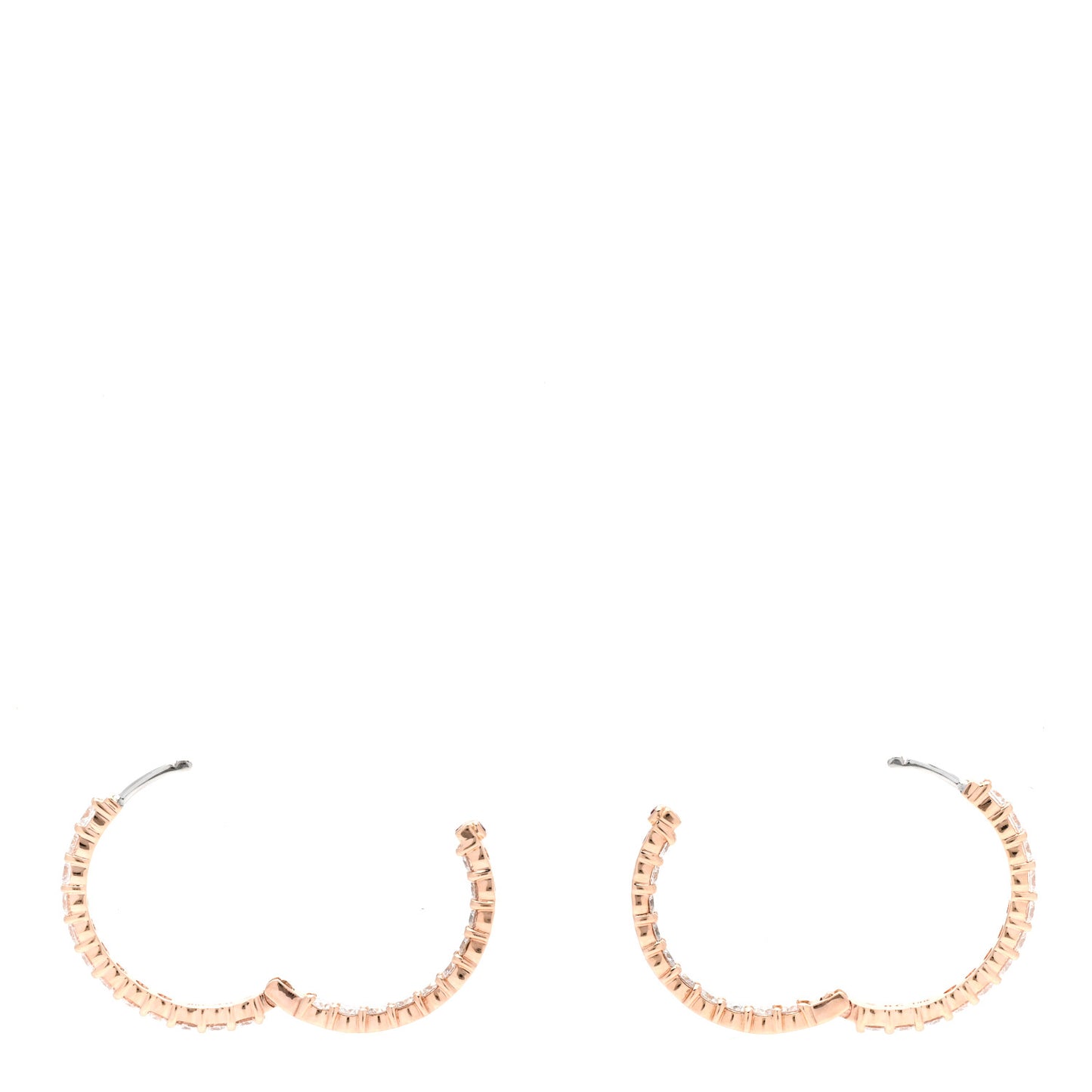 18K Rose Gold Diamond 2.96ctw Inside Outside Hoop Earrings