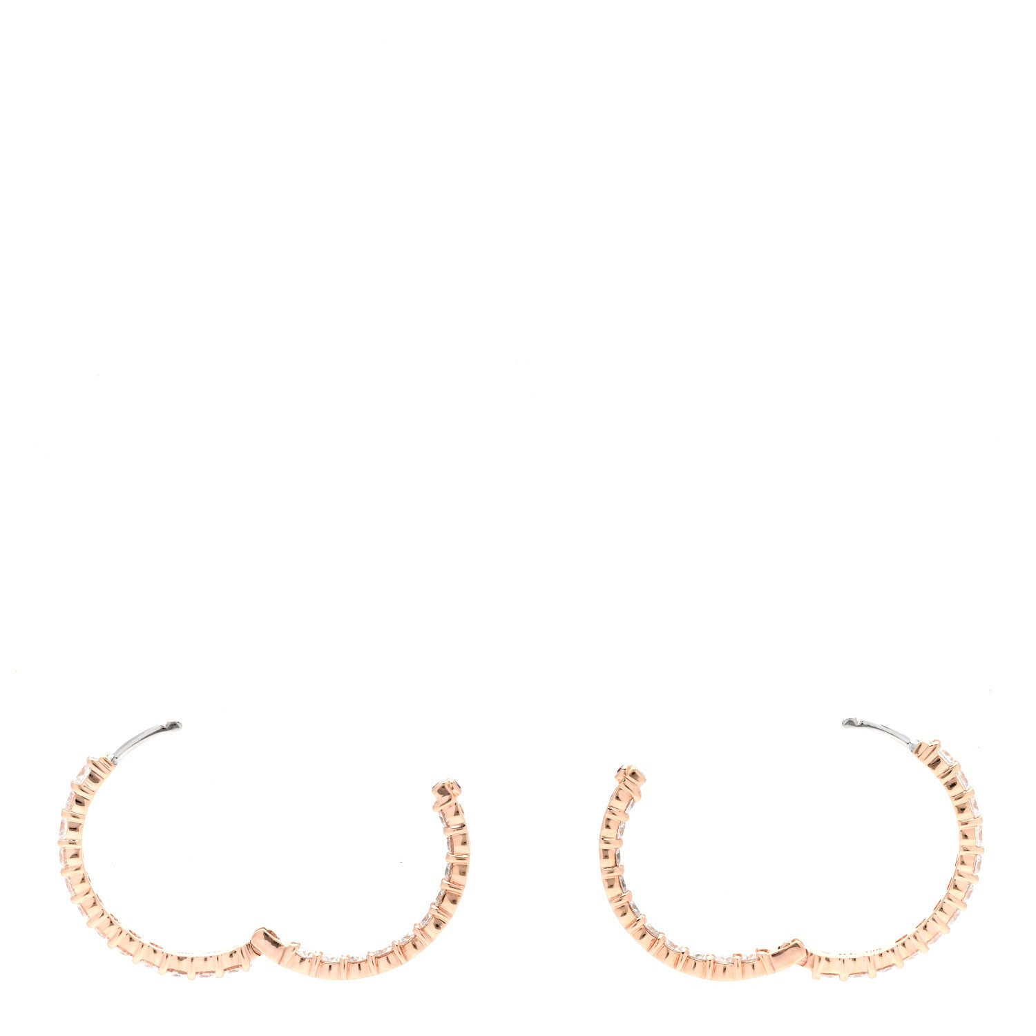Roberto Coin 18K Rose Gold Diamond 2.96ctw Inside Outside Hoop Earrings 3 of 5