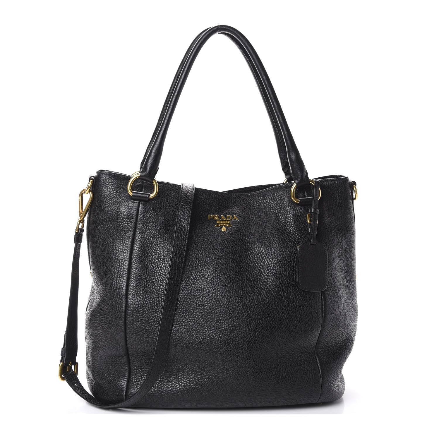 Prada Vitello Daino Side Pocket Tote Black 1 of 9