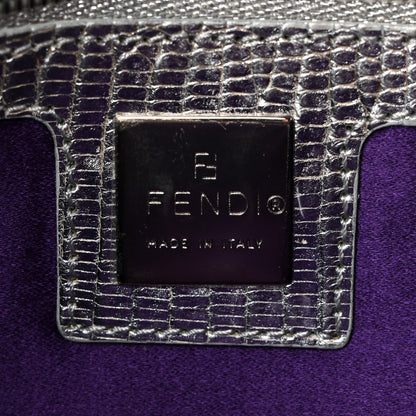 Fendi Sequin Lizard Crystal Baguette Silver Gold 6 of 10