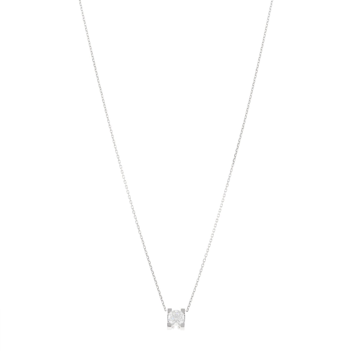 18K White Gold Diamond .71ct C De Cartier Pendant Necklace