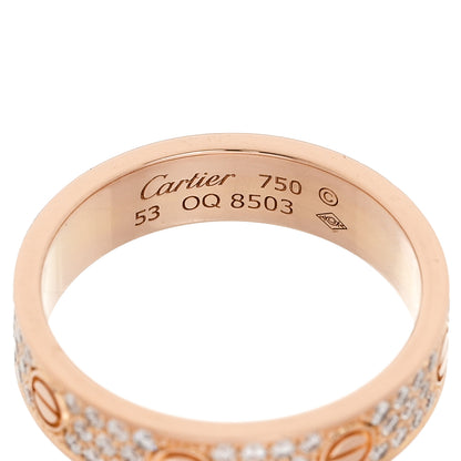 Cartier 18K Pink Gold Diamond 5mm LOVE Wedding Paved Band Ring 53 6.5 4 of 5