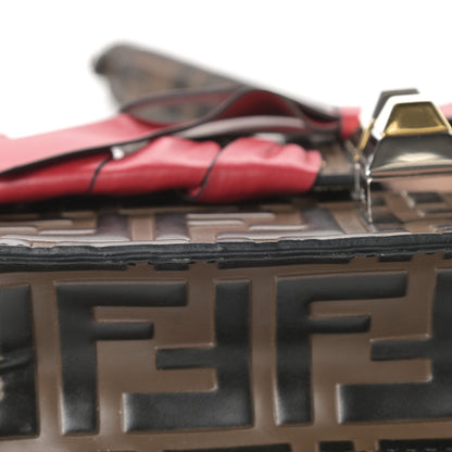 Fendi Vitello Shiny Nappa Bi-Color FF 1974 Lace Up Bow Embossed Small Kan I Shoulder Bag Maya Black Fragola 21 of 21